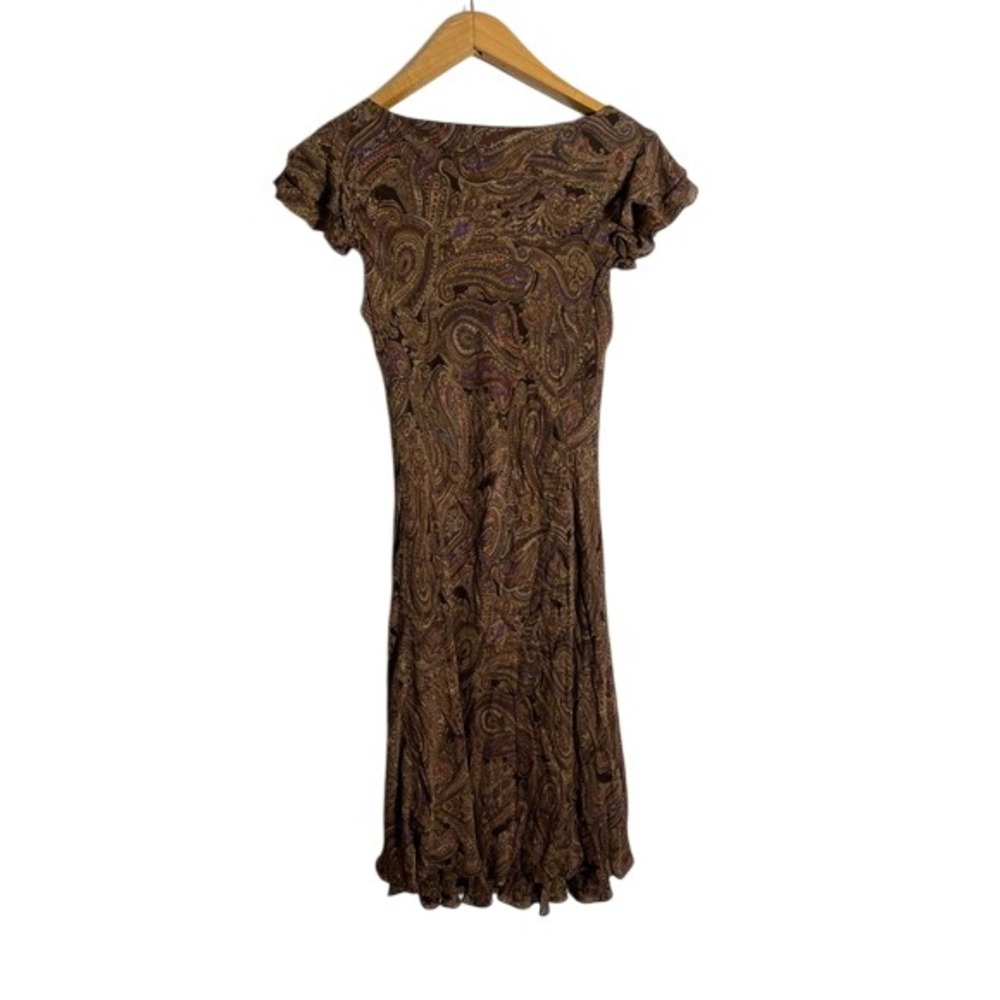 VINTAGE 90s JONES NEW YORK Bias Cut 100% Silk Paisley Midi Dress - Picture 3 of 11